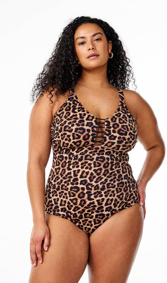 Zizzi badpak SLORINA bruin beige