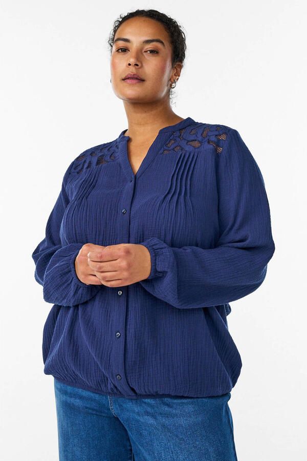 Zizzi blouse broderie blauw