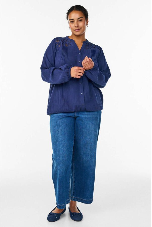 Zizzi blouse broderie blauw - Foto 3