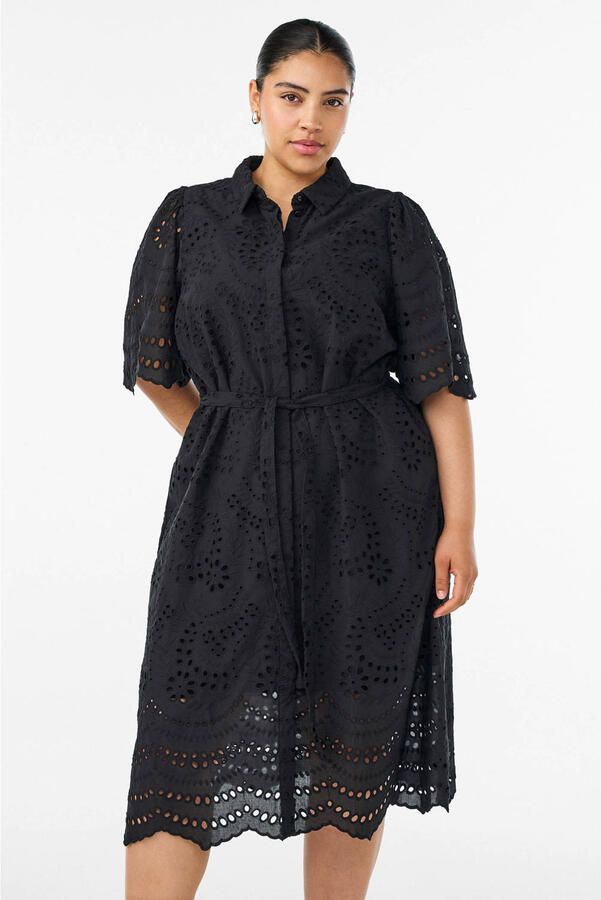 Zizzi blousejurk broderie zwart
