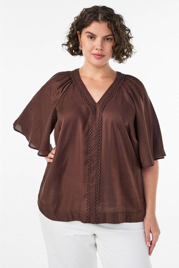 Zizzi blousetop donkerbruin