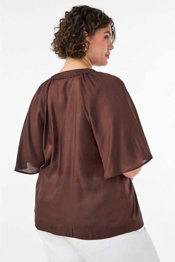 Zizzi blousetop donkerbruin - Foto 2
