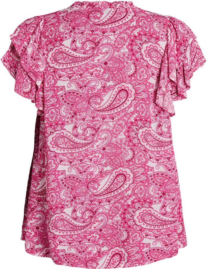 Zizzi blousetop met paisley print roze - Foto 2
