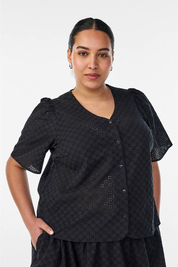 Zizzi broderie blouse Plus Size zwart