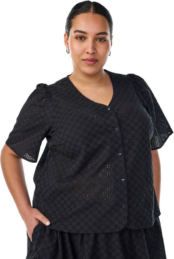 Zizzi broderie blouse Plus Size zwart - Foto 3