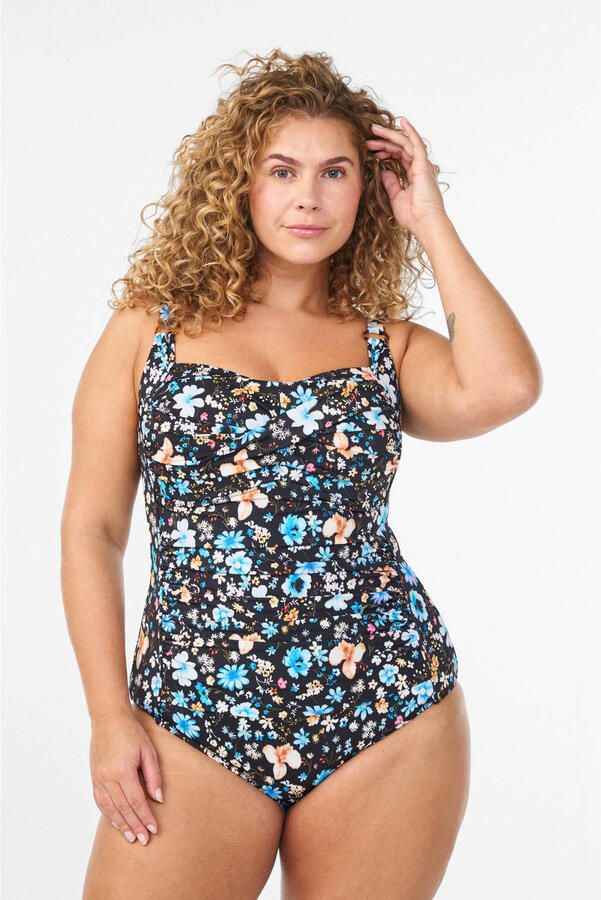 Zizzi corrigerend badpak CASDENIA donkerblauw lichtblauw