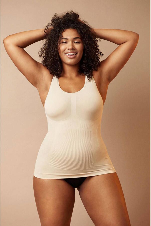 Zizzi corrigerend hemd lichtbeige