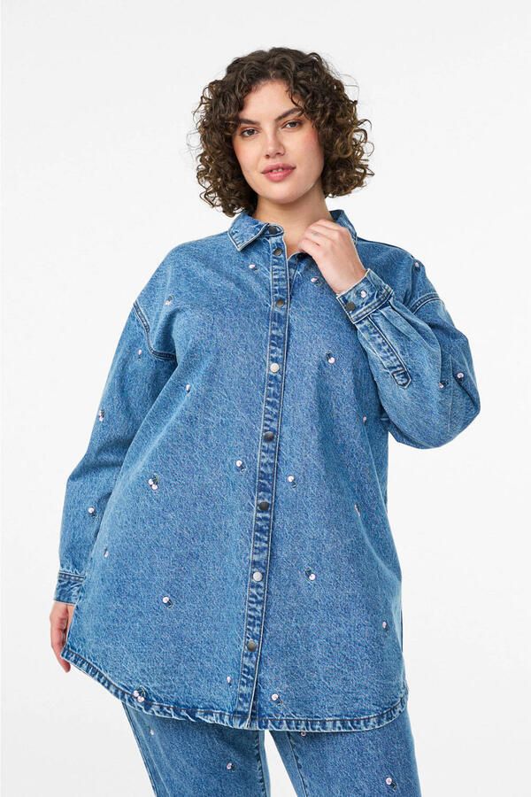 Zizzi denim blouse medium blue denim