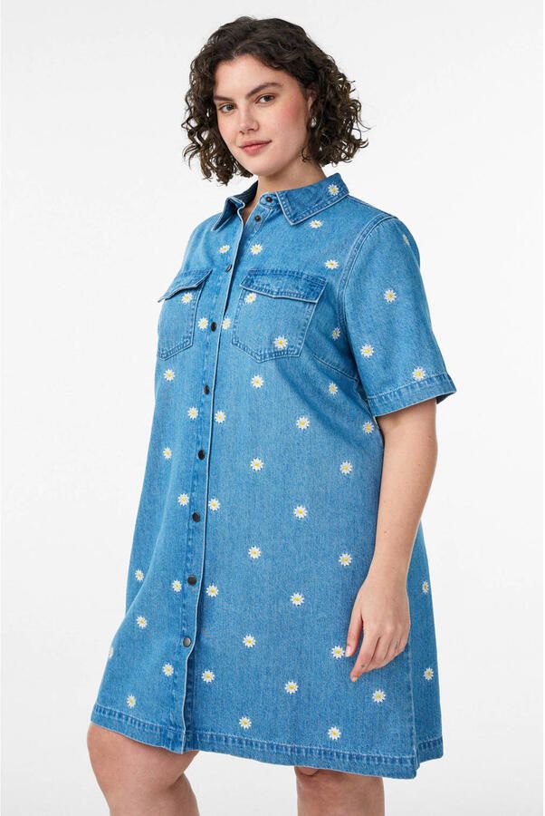 Zizzi denim gebloemde spijkerjurk - Foto 2