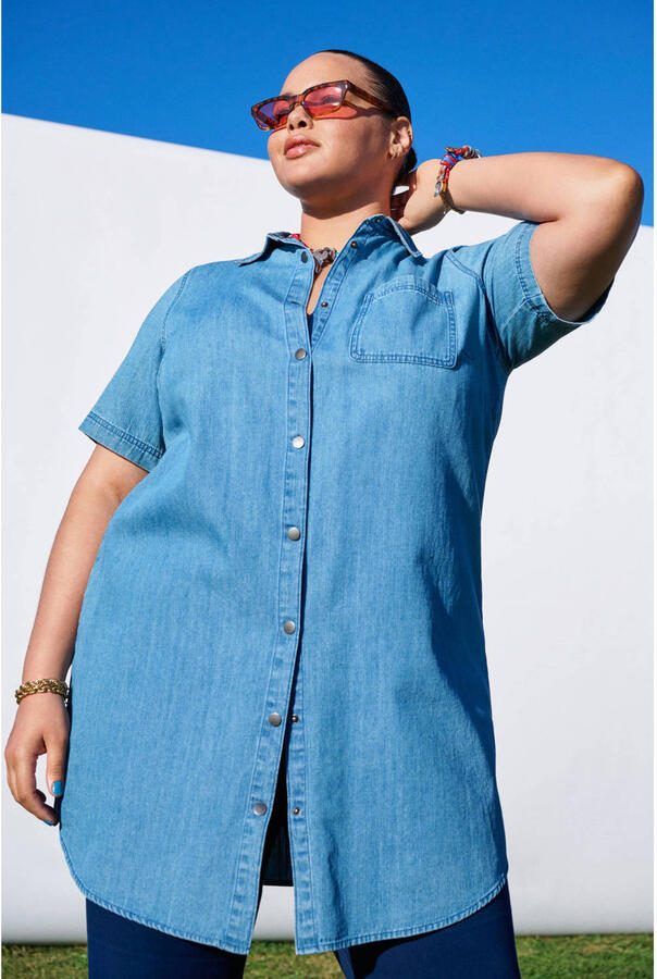Zizzi denim jurk medium blue denim