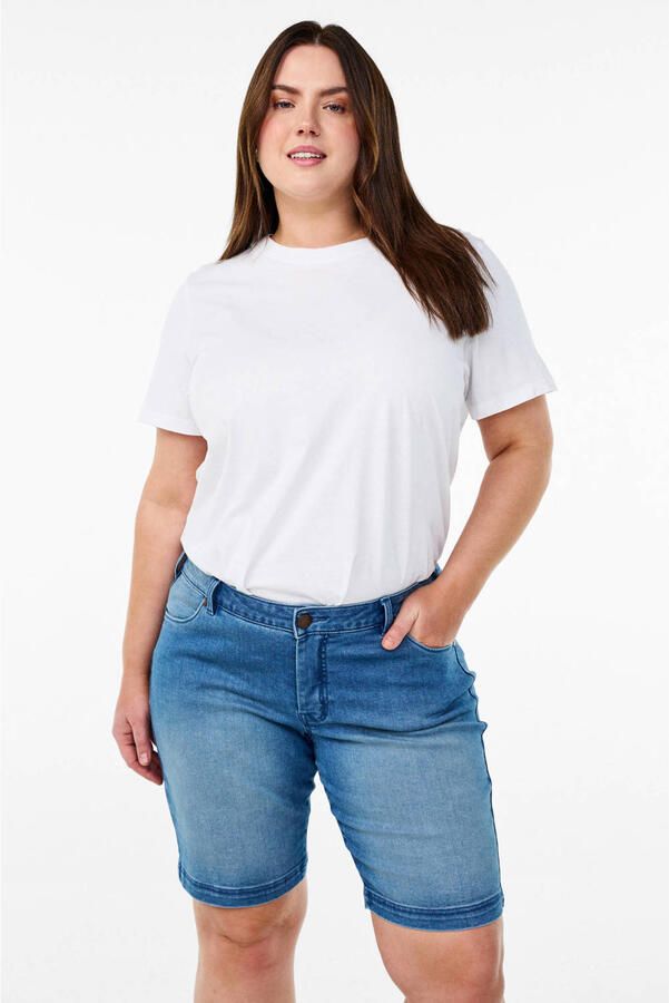 Zizzi denim slim regular waist short blauw