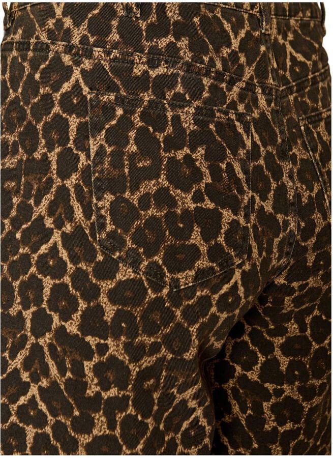 Zizzi denim wide leg regular waist short met panterprint beige - Foto 2
