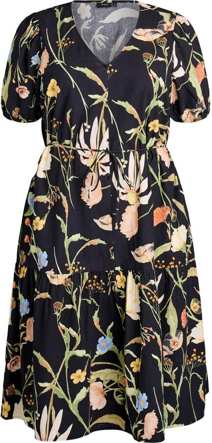 Zizzi gebloemde blousejurk zwart - Foto 3