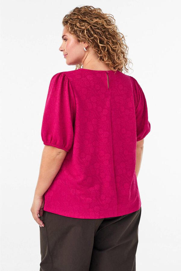 Zizzi gebloemde blousetop Plus Size fuchsia - Foto 2