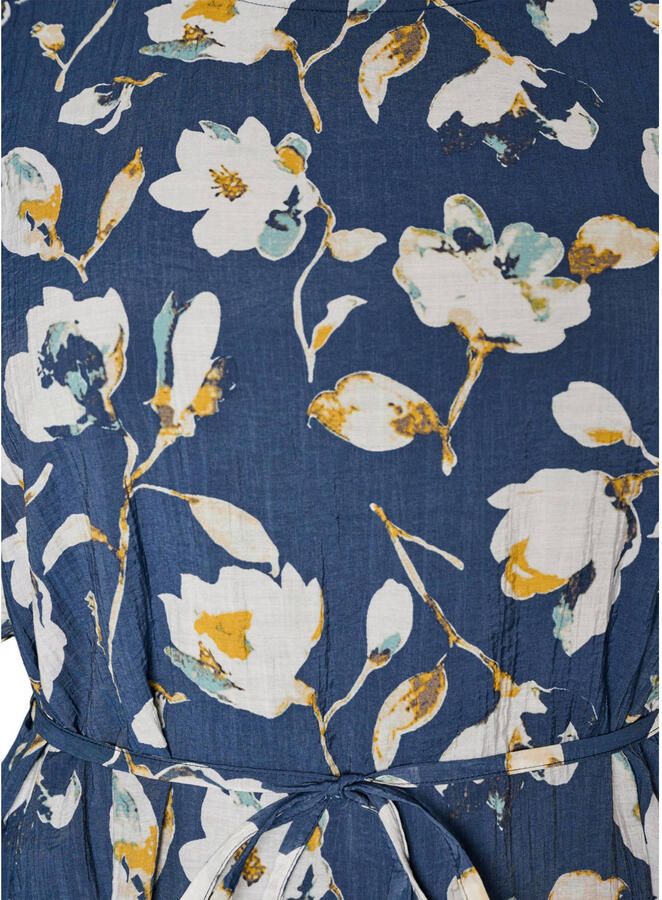 Zizzi gebloemde midi jurk Plus Size blauw - Foto 2