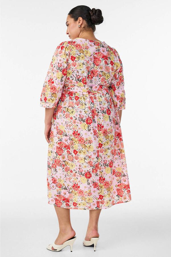 Zizzi gebloemde midi jurk Plus Size roze - Foto 2
