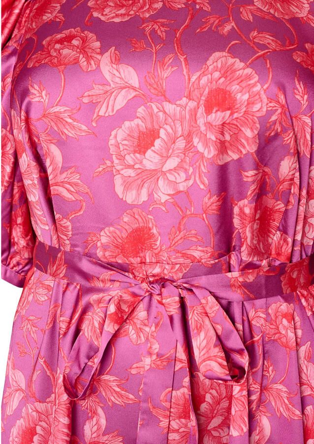 Zizzi gebloemde midi jurk Plus Size roze - Foto 2