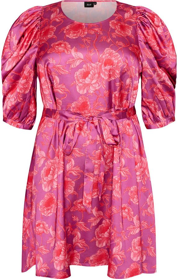 Zizzi gebloemde midi jurk Plus Size roze - Foto 3