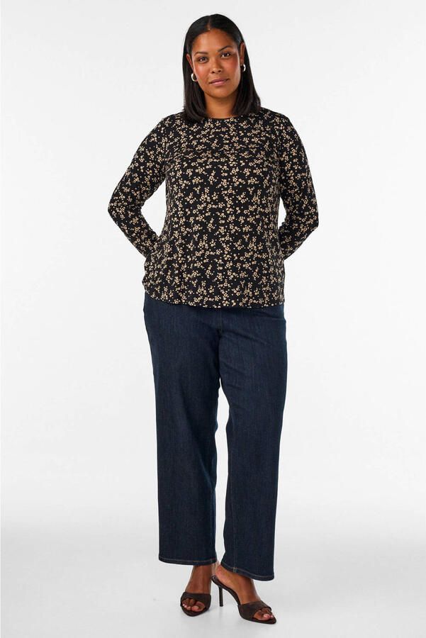 Zizzi gebloemde top Plus Size zwart - Foto 2