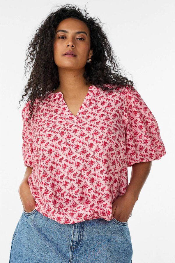 Zizzi gebloemde top roze