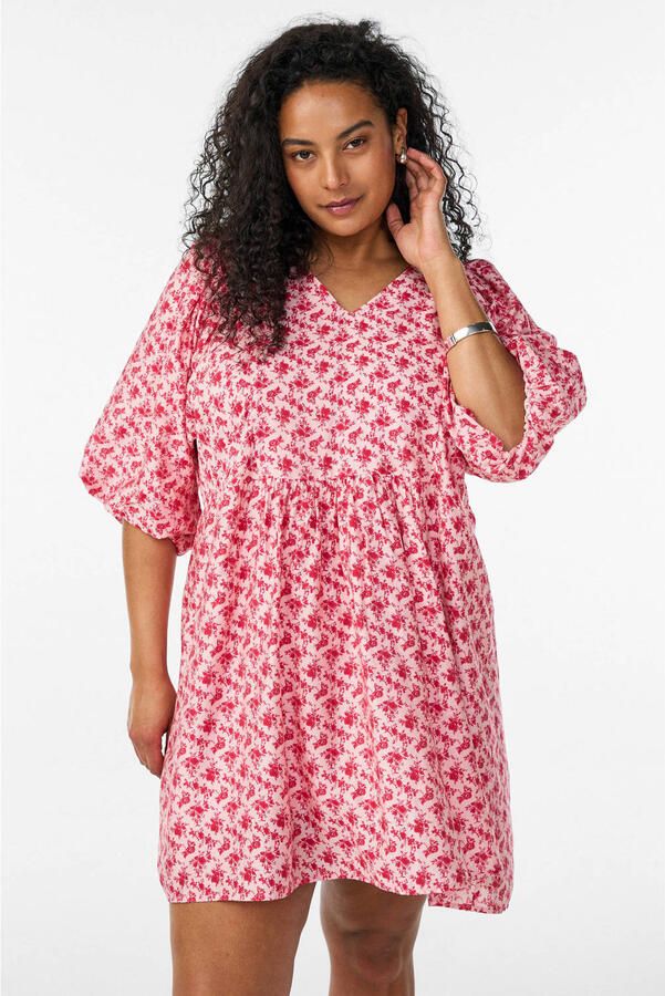 Zizzi gebloemde zomerjurk roze