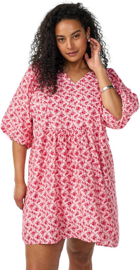 Zizzi gebloemde zomerjurk roze - Foto 3