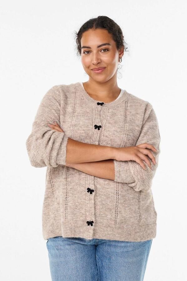 Zizzi gebreid vest beige