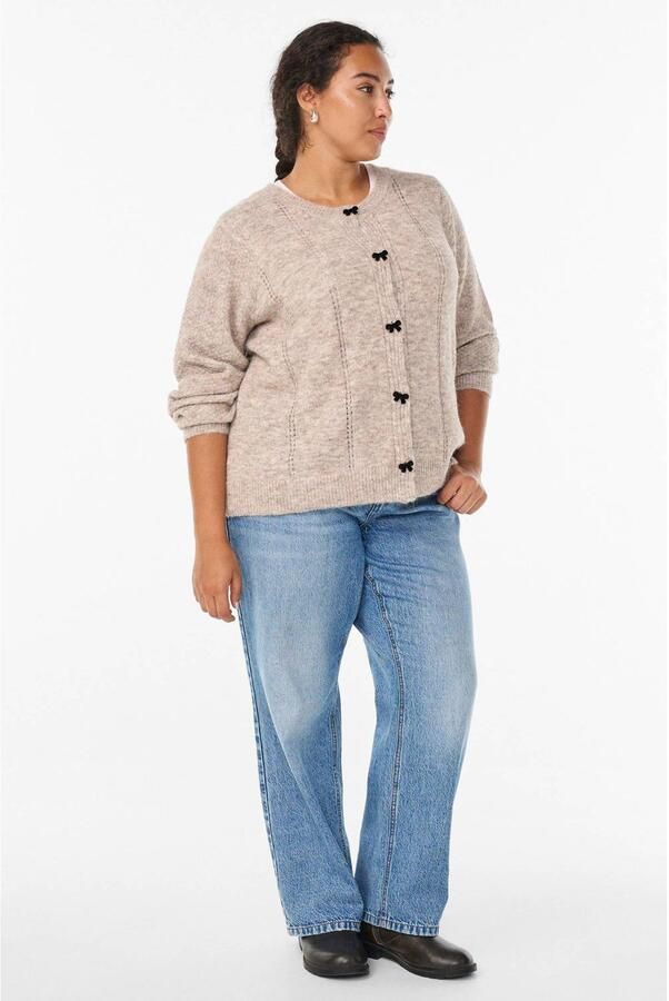 Zizzi gebreid vest beige - Foto 3