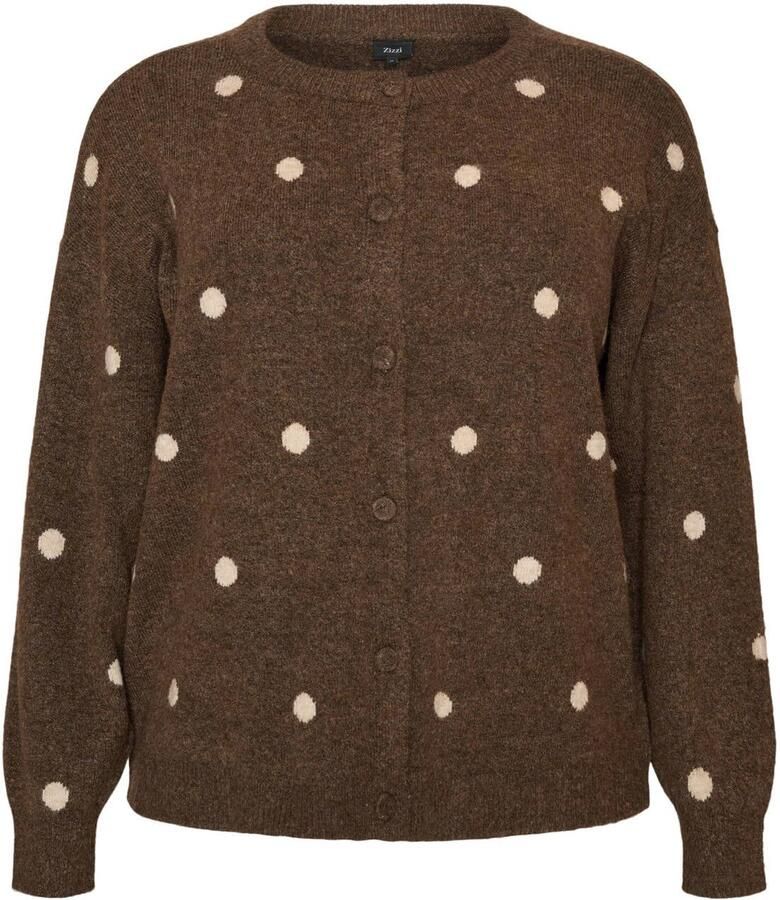 Zizzi gebreid vest met stippen en wol Plus Size bruin