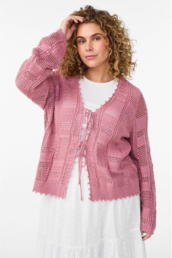 Zizzi gebreid vest oudroze