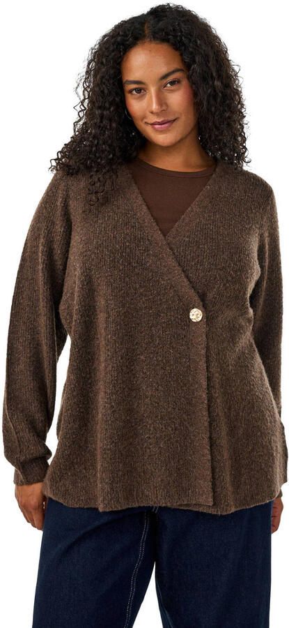 Zizzi gebreid vest Plus Size met wol bruin - Foto 3