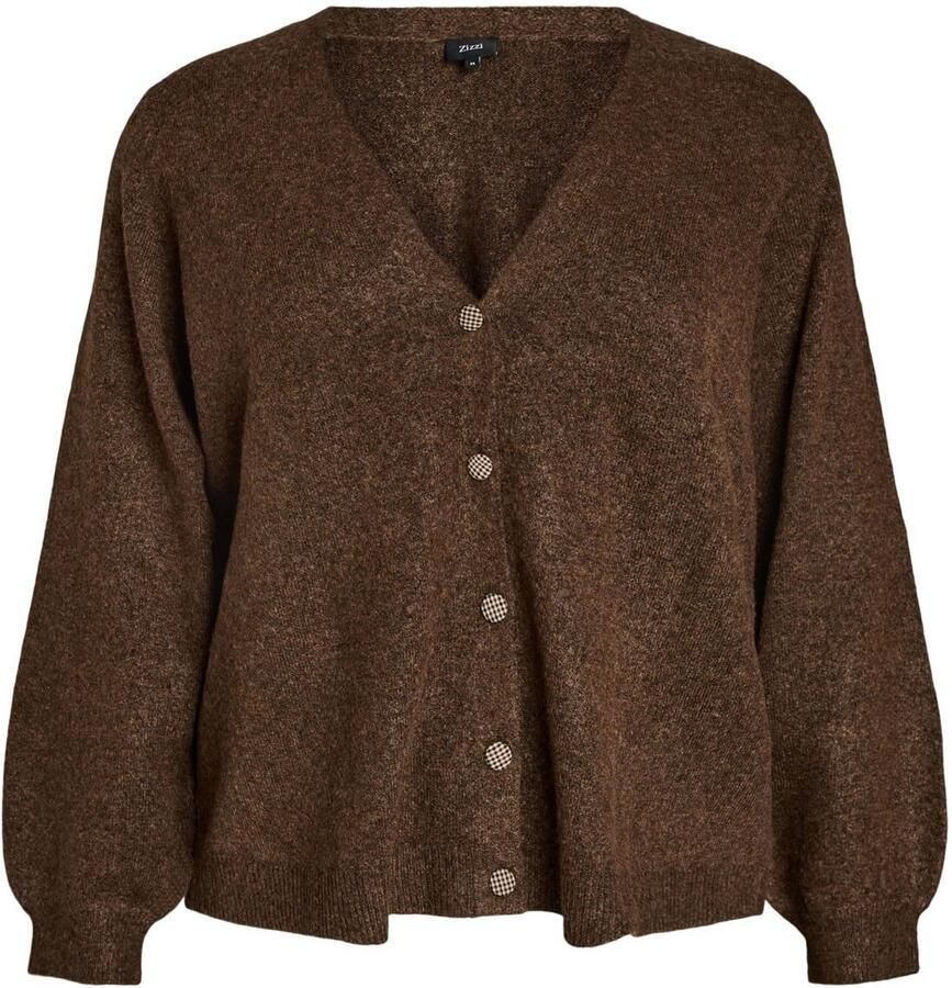 Zizzi gebreid vest Plus Size met wol bruin