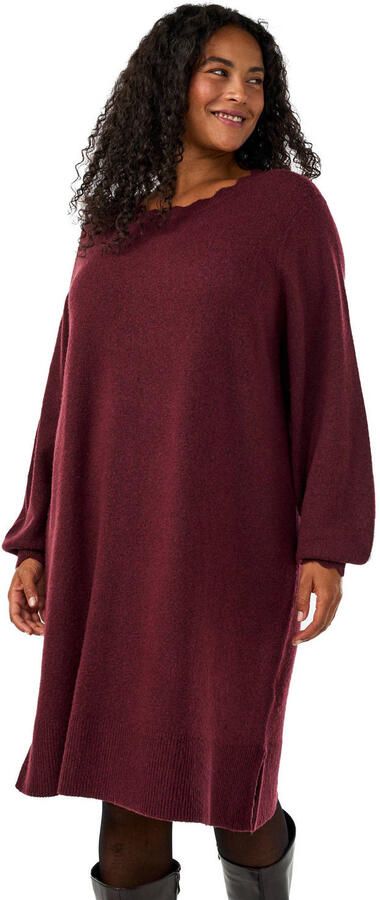 Zizzi gebreide jurk Plus Size donkerrood - Foto 3