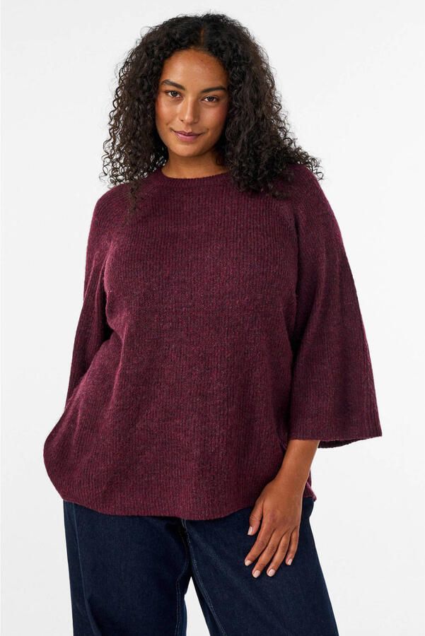 Zizzi gebreide trui Plus Size donkerrood