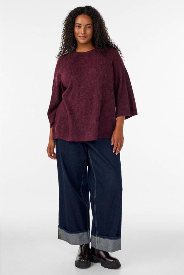 Zizzi gebreide trui Plus Size donkerrood - Foto 2