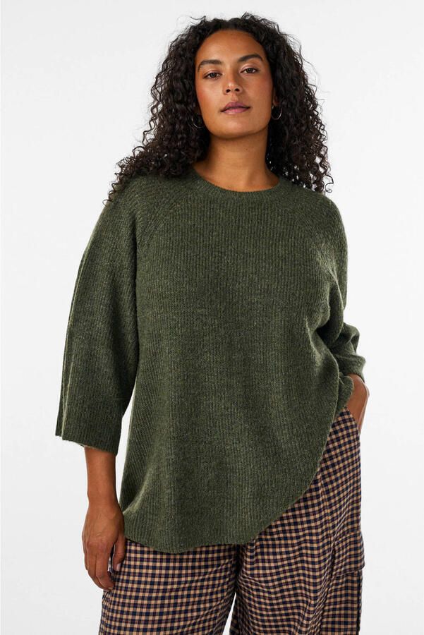 Zizzi gebreide trui Plus Size groen