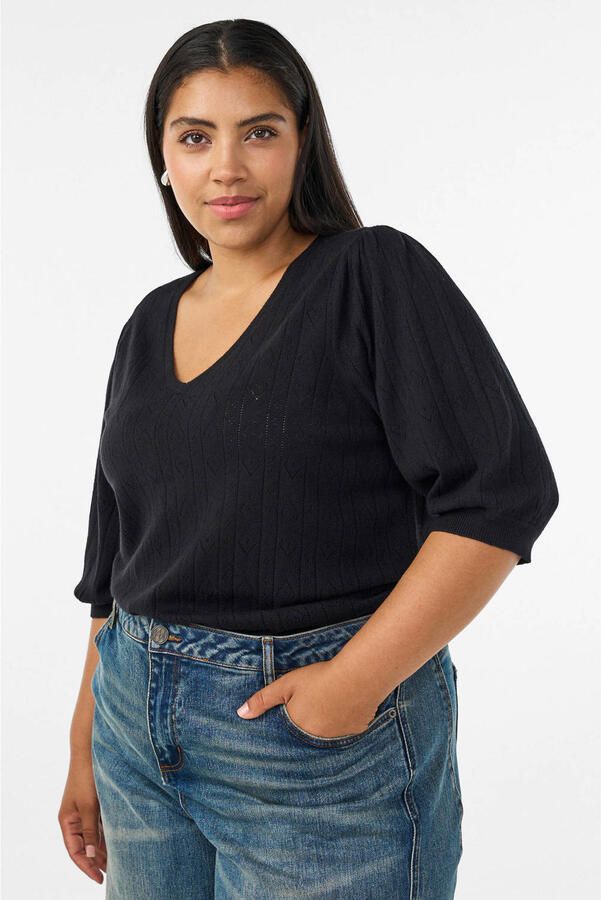 Zizzi gebreide trui Plus Size zwart