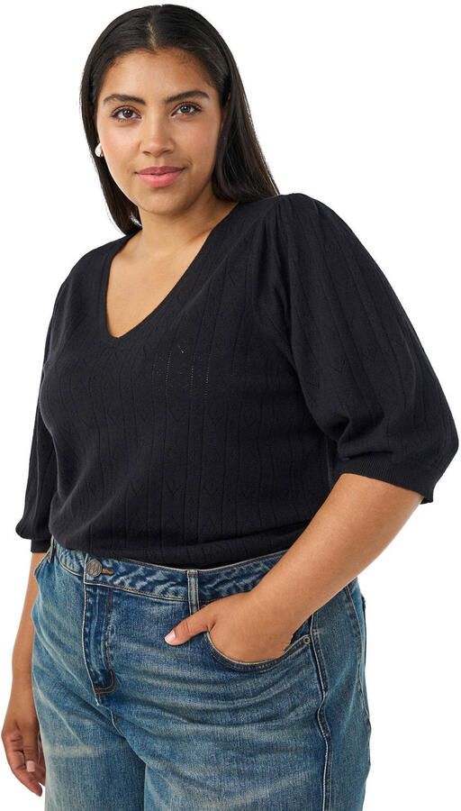 Zizzi gebreide trui Plus Size zwart - Foto 3
