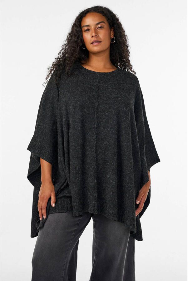 Zizzi gebreide vest Plus Size grijs