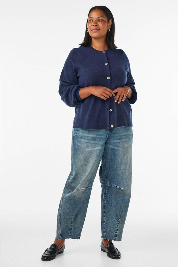 Zizzi gebreide vest Plus Size met wol blauw - Foto 2