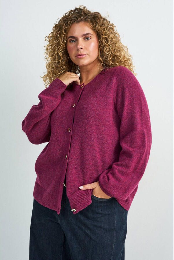 Zizzi gebreide vest Plus Size met wol rood