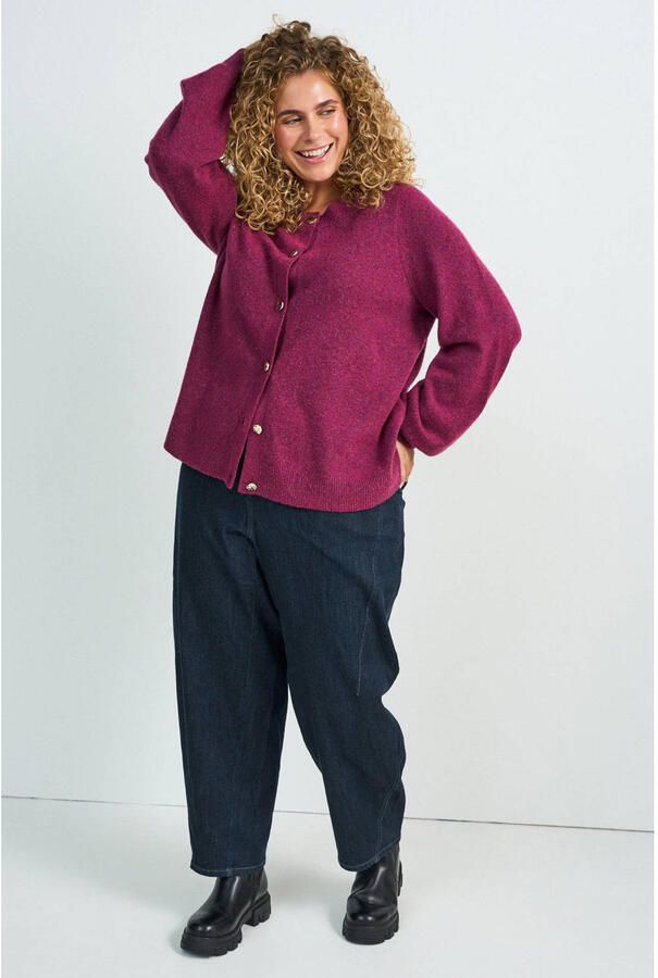 Zizzi gebreide vest Plus Size met wol rood - Foto 2