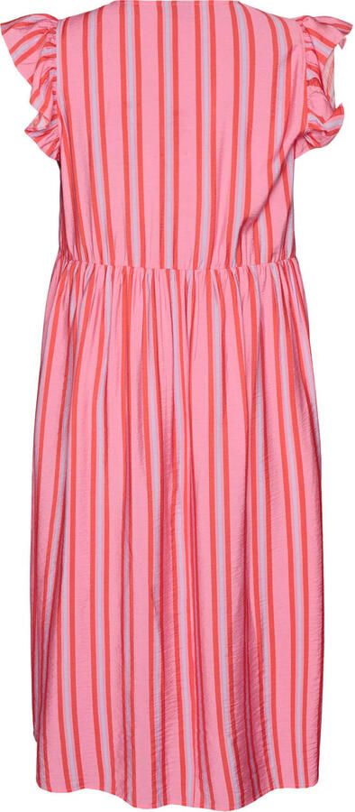 Zizzi gestreepte blousejurk roze - Foto 3