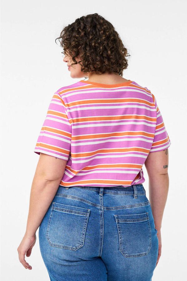 Zizzi gestreepte T-shirt roze - Foto 2