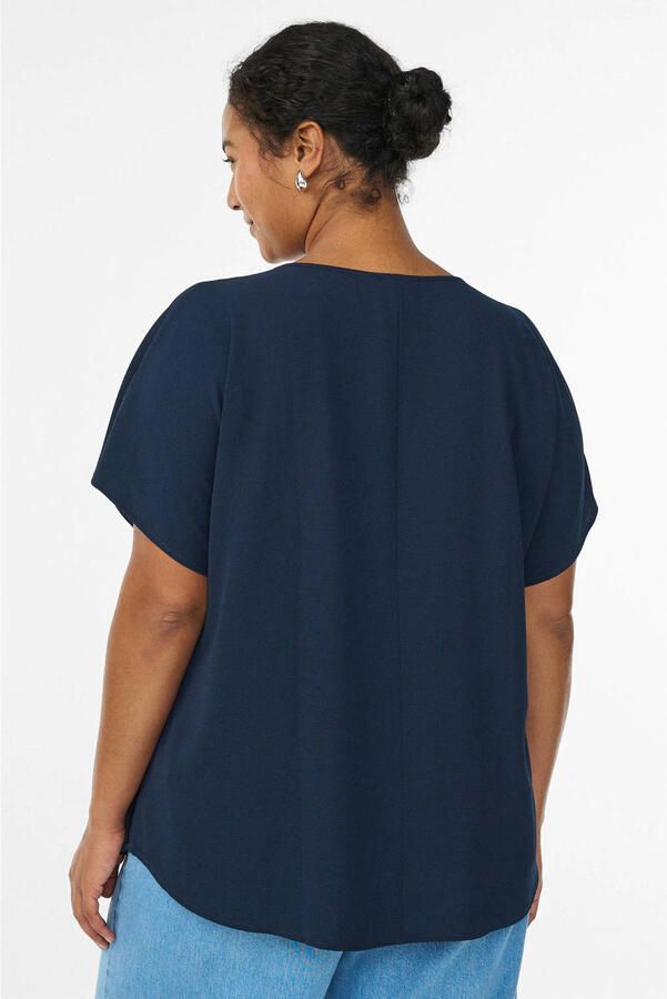 Zizzi geweven top VANNI S S TOP donkerblauw