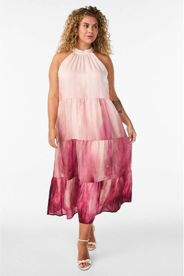 Zizzi halter midi jurk Plus Size roze