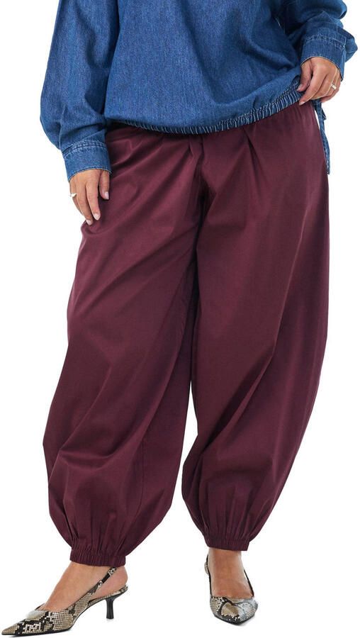 Zizzi high waist ballon broek Plus Size donkerrood