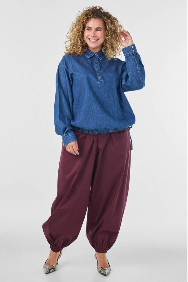 Zizzi high waist ballon broek Plus Size donkerrood - Foto 2