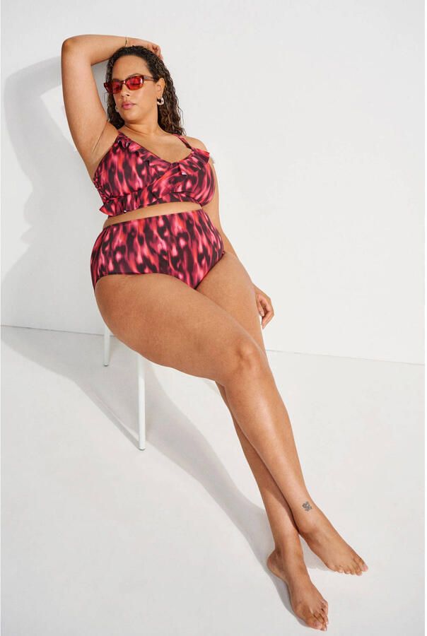 Zizzi high waist bikinibroekje SKATRIN rood zwart - Foto 2