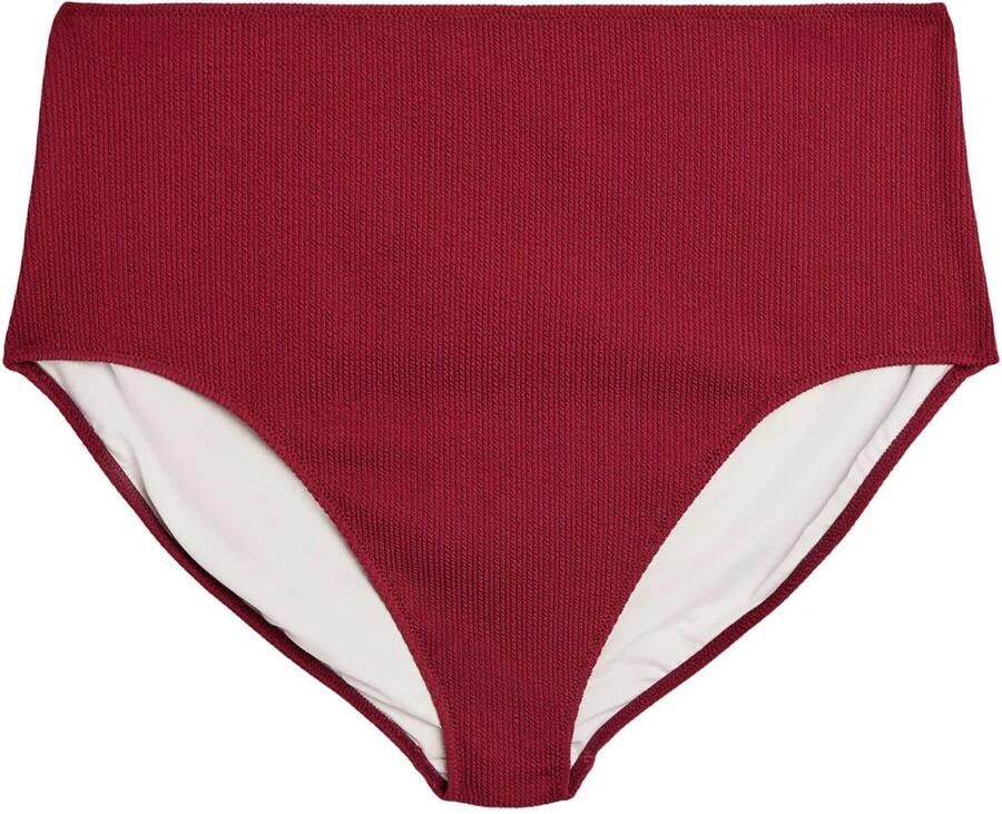 Zizzi high waist bikinibroekje SLINO met ribstructuur donkerrood - Foto 2